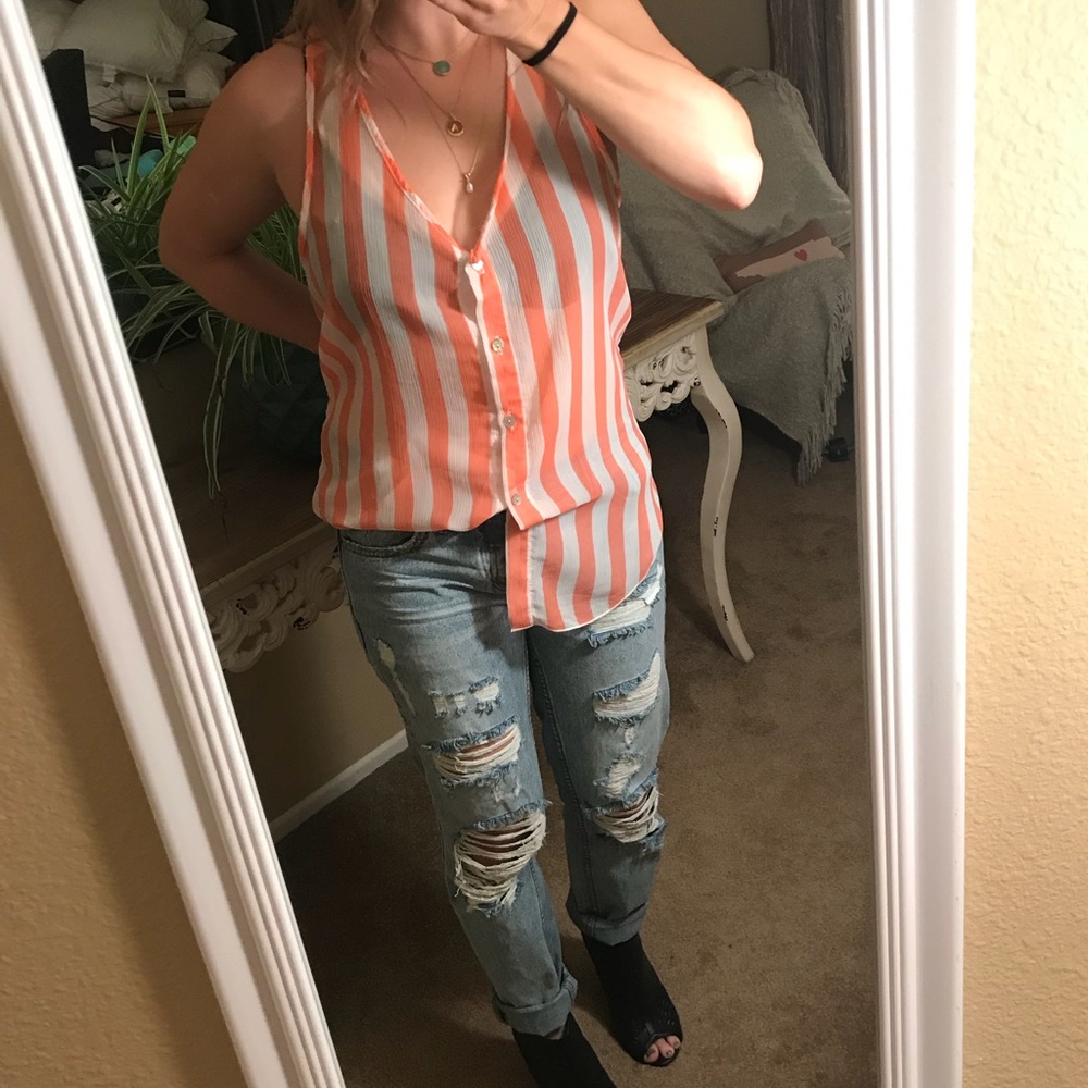 Sheer Striped Tank Top